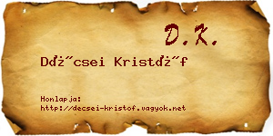 Décsei Kristóf névjegykártya