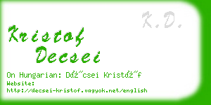 kristof decsei business card